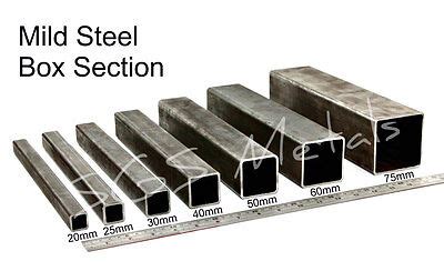 standard box section sizes uk